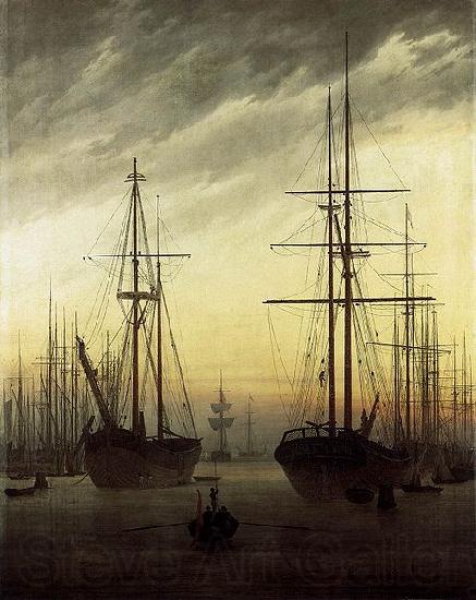 Caspar David Friedrich View of a Harbour Norge oil painting art